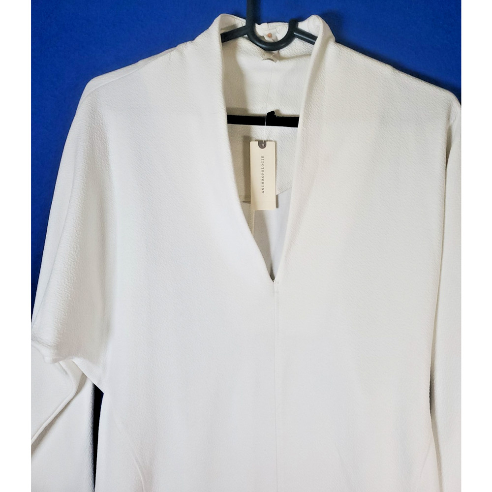 Anthropologie Daily Practice Knit Mini Dress White Ivory V Neck Size Small - Picture 2 of 16